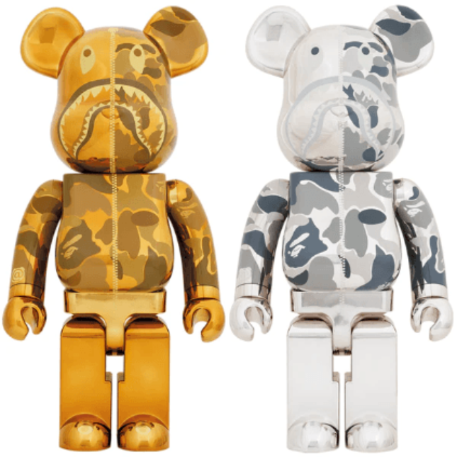 BE@RBRICK BAPE CAMO SHARK 1000％ GOLD + – drunkenbears